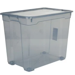 Gifi Rangement|Boîte de rangement plastique noir fumé 78 L