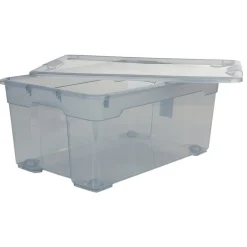 Gifi Rangement|Boîte de rangement plastique noir fumé 45 L