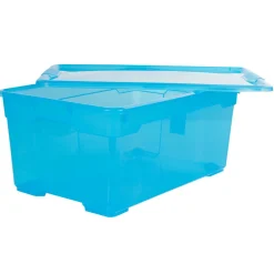 Gifi Rangement|Boîte de rangement plastique bleu 45 L