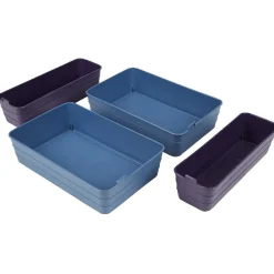 Gifi Entretien Du Linge|Boîte de rangement plastique bleu violet x4
