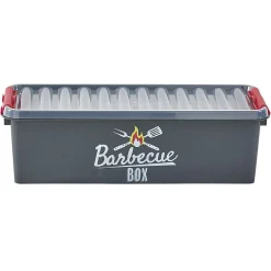 Gifi Entretien Du Linge|Boîte de rangement plastique pour barbecue grise et rouge