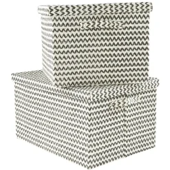 Gifi Entretien Du Linge|Boîte de rangement rectangulaire décor zig zag noir blanc