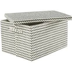 Gifi Entretien Du Linge|Boîte de rangement rectangulaire décor zig zag noir blanc