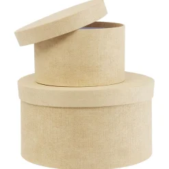 Gifi Rangement|Boîte de rangement ronde beige Ø22xH12cm