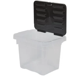 Gifi Rangement|Boîte de rangement transparente à couvercle noir à clips 9 L