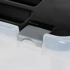 Gifi Rangement|Boîte de rangement transparente à couvercle noir à clips 18 L