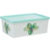 Gifi Rangement|Boîte de rangement transparente et verte motif toucan 11 L