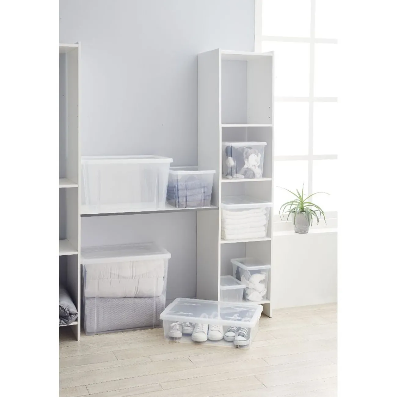 Gifi Rangement|Boîte de rangement transparente avec couvercle 30L