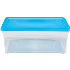 Gifi Entretien Du Linge|Boîte de rangement transparente couvercle bleu 10 L x6
