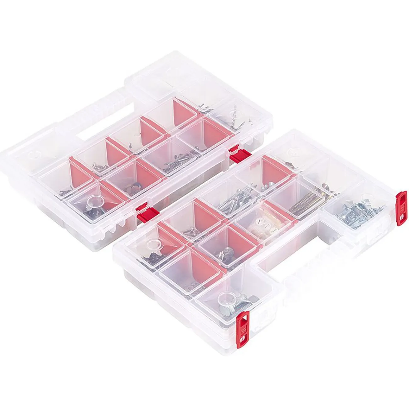 Gifi Entretien Du Linge|Boîte de rangement transparente avec séparateur amovible orange