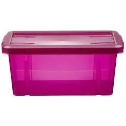 Gifi Rangement|Boîte de rangement violet transparent avec couvercle 4,4L