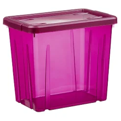 Gifi Rangement|Boîte de rangement violet transparent avec couvercle 8,8L