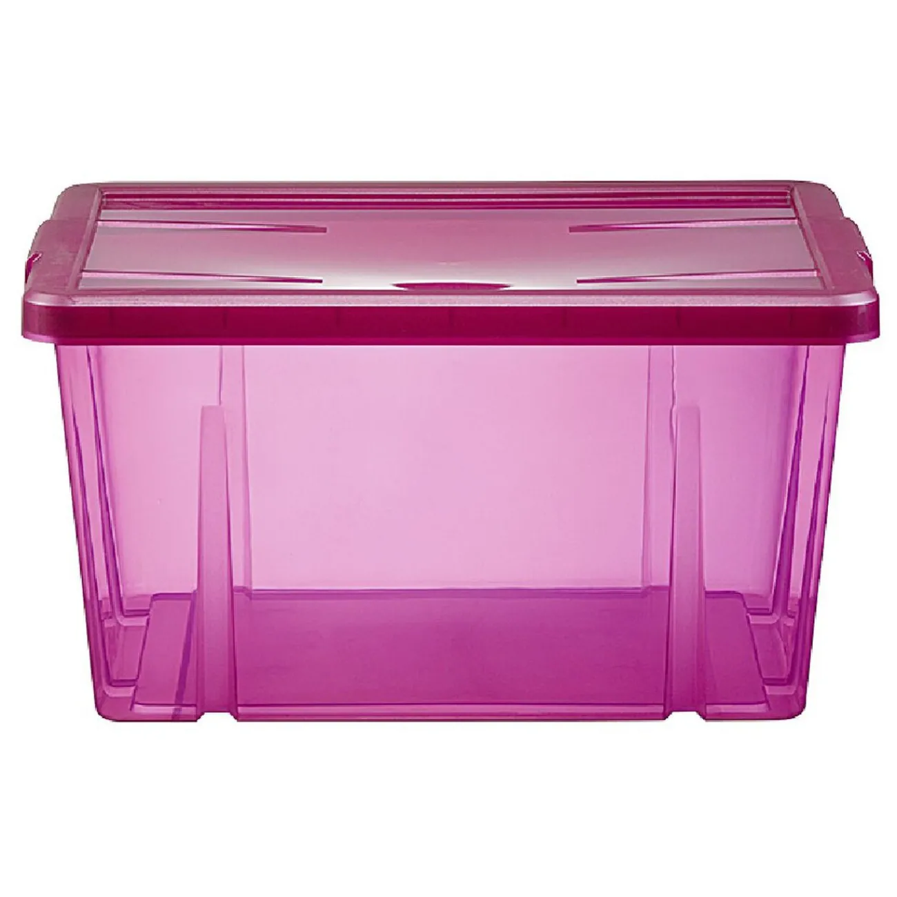Gifi Rangement|Boîte de rangement violet transparent avec couvercle 30L