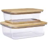 Gifi Boîte en verre avec couvercle bambou x2