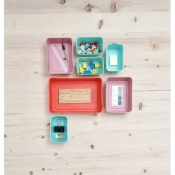 Gifi Rangement|Boîte organiseur tiroir flex rose et vert x7