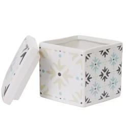 Gifi Nettoyage Et Entretien|Boîte poubelle à coton blanche carreau de ciment