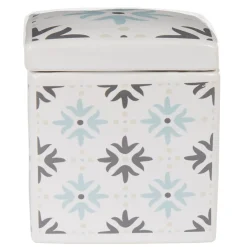 Gifi Nettoyage Et Entretien|Boîte poubelle à coton blanche motif carreau de ciment