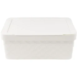 Gifi Entretien Du Linge|Boîte rangement en plastique blanc design relief 11L