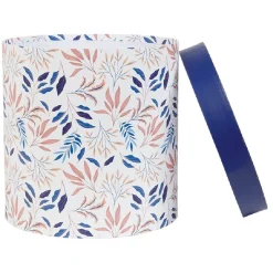 Gifi Entretien Du Linge|Boîte rangement ronde déco empilable motif fleuri bleu et blanc x3