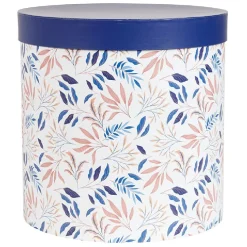 Gifi Entretien Du Linge|Boîte rangement ronde déco empilable motif fleuri bleu et blanc x3