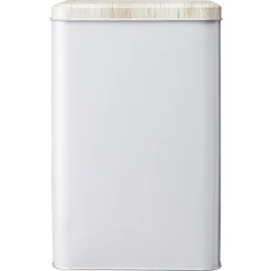 Gifi Boîte rectangulaire en métal gris avec couvercle effet bois