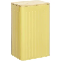 Gifi Boîte rectangulaire métal embossée couvercle bambou 12,8x10xH20,5cm