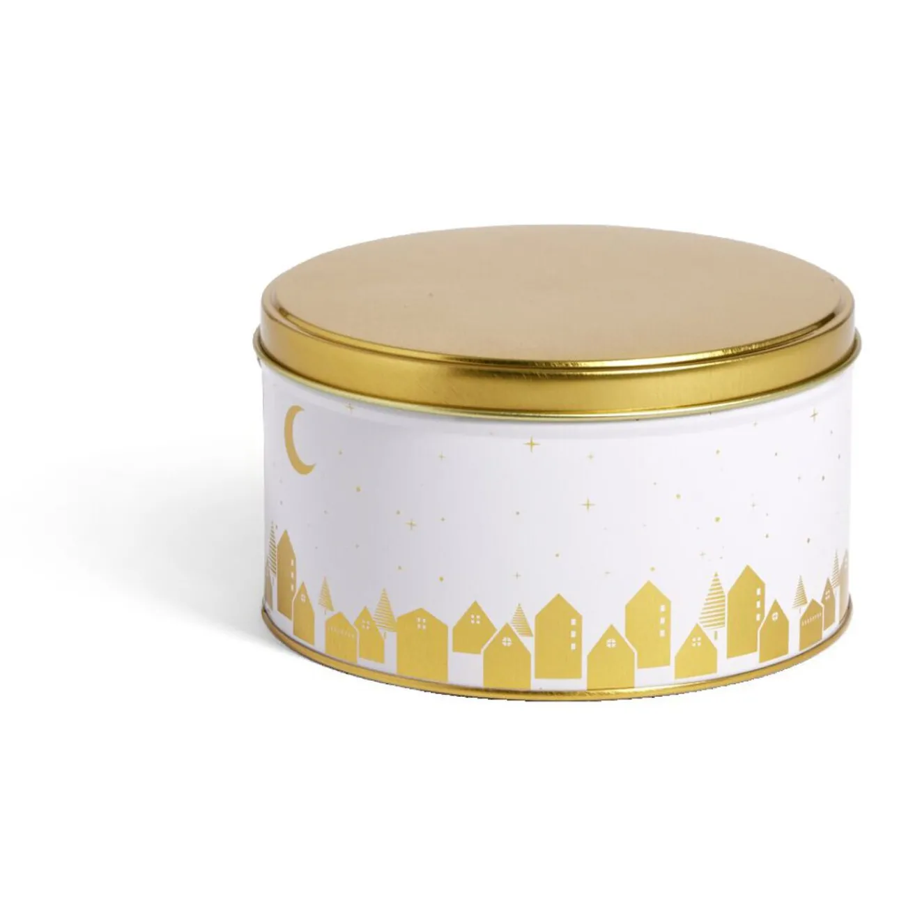 Gifi Boîte ronde en métal blanc et doré Ø13,5xH7cm