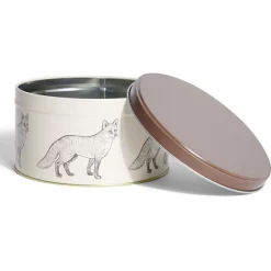 Gifi Boîte ronde en métal Ø13,5cm motif renard marron