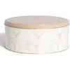 Gifi Boîte ronde en métal Ø22cm motif cerf beige et orange