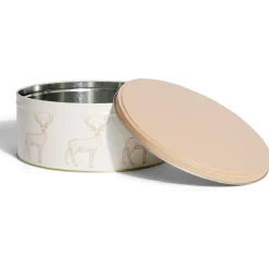 Gifi Boîte ronde en métal Ø22cm motif cerf beige et orange