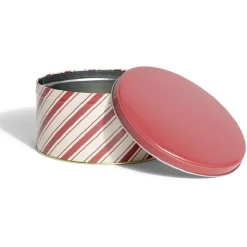 Gifi Boîte ronde en métal Ø16,7cm motif rayures beige et rouge