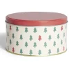 Gifi Boîte ronde en métal Ø13,5cm motif sapin vert et rouge
