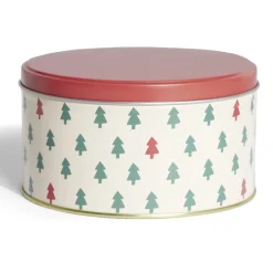 Gifi Boîte ronde en métal Ø13,5cm motif sapin vert et rouge
