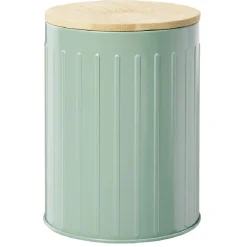 Gifi Boîte ronde métal embossée avec couvercle bambou Ø10xH13,5cm