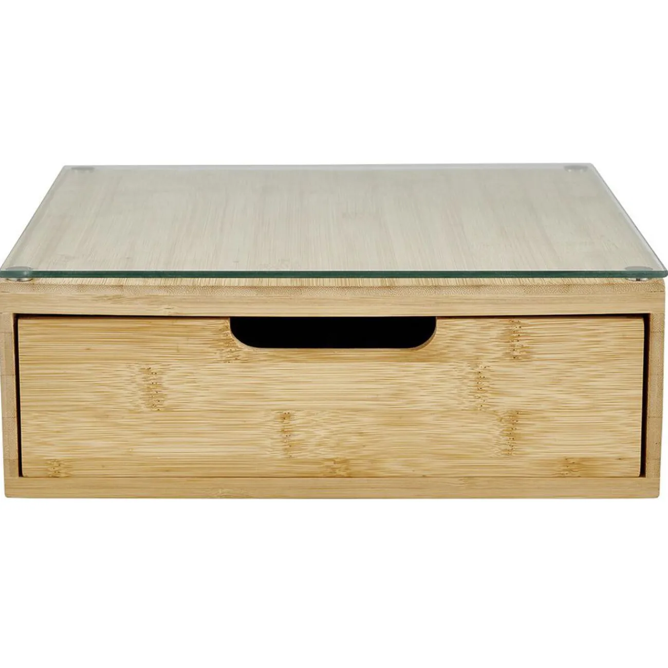 Gifi Boîte tiroir à dosettes en bambou et verre