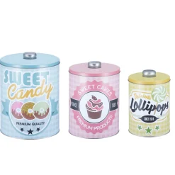 Gifi Boîte vintage encastrable bleue rose et jaune x3