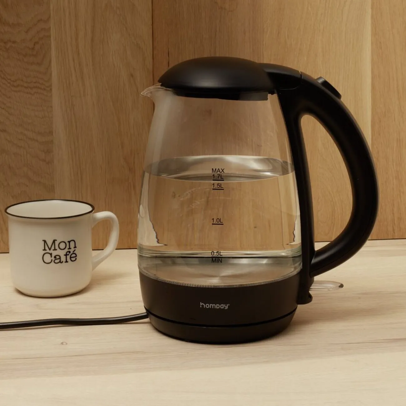 Gifi Bouilloire LED sans fil couleurs variables Homday en verre 1,7 L