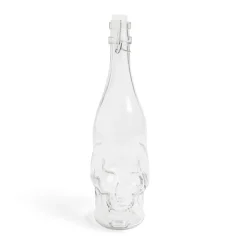 Gifi Bouteille Halloween 1L en verre forme tête de mort noire