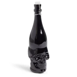 Gifi Bouteille Halloween 1L en verre forme tête de mort noire