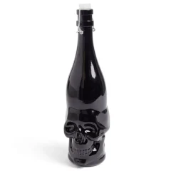 Gifi Bouteille Halloween 1L en verre forme tête de mort noire