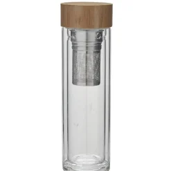 Gifi Bouteille infuseur double paroi en verre avec bouchon en bambou