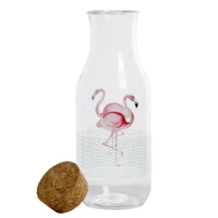 Gifi Bouteille transparente motif flamant rose avec bouchon liège