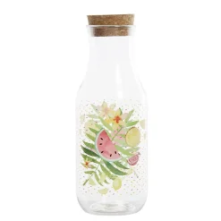 Gifi Bouteille transparente motif fruits exotiques bouchon liège