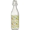Gifi Bouteille verre motif fruit exotique jaune bouchon mécanique 1L H30cm