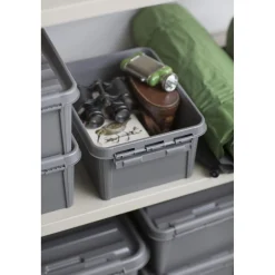 Gifi Rangement|Box de rangement à clip grise 45 L