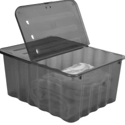 Gifi Rangement|Box de rangement à double ouverture noir fumé 48 L