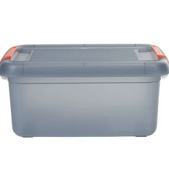 Gifi Rangement|Box de rangement 18 L gris bleu à clips oranges