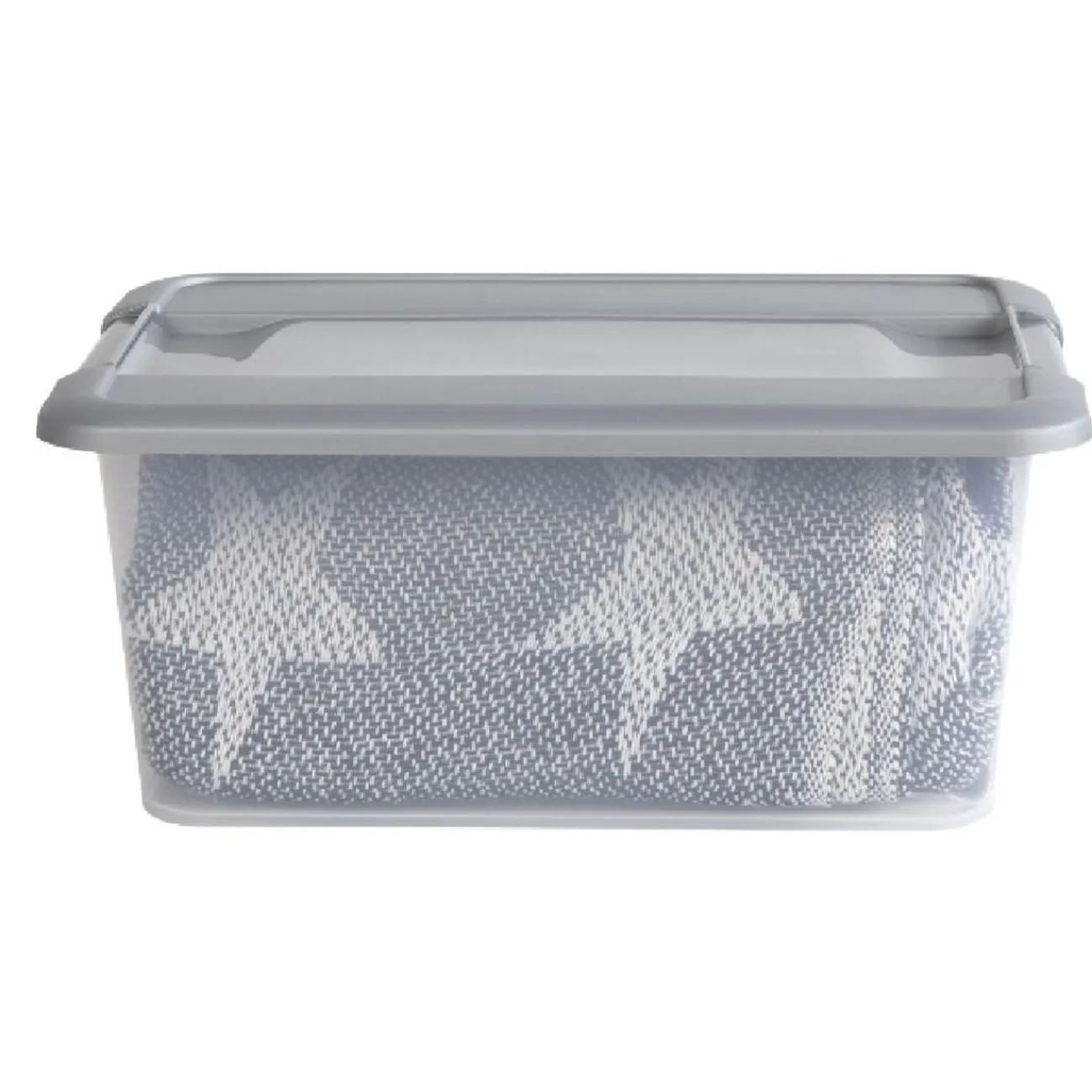 Gifi Rangement|Box de rangement A4 transparente couvercle gris poignées clips 12 L