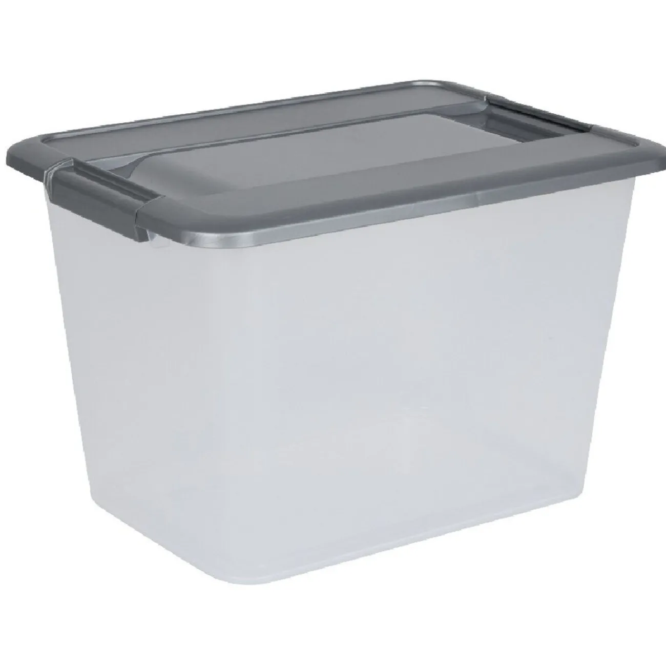 Gifi Rangement|Box de rangement A4 transparente couvercle gris poignées clips 18 L