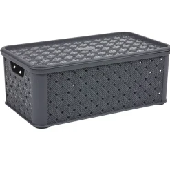 Gifi Rangement|Box de rangement Arianna effet tressé 4 L gris